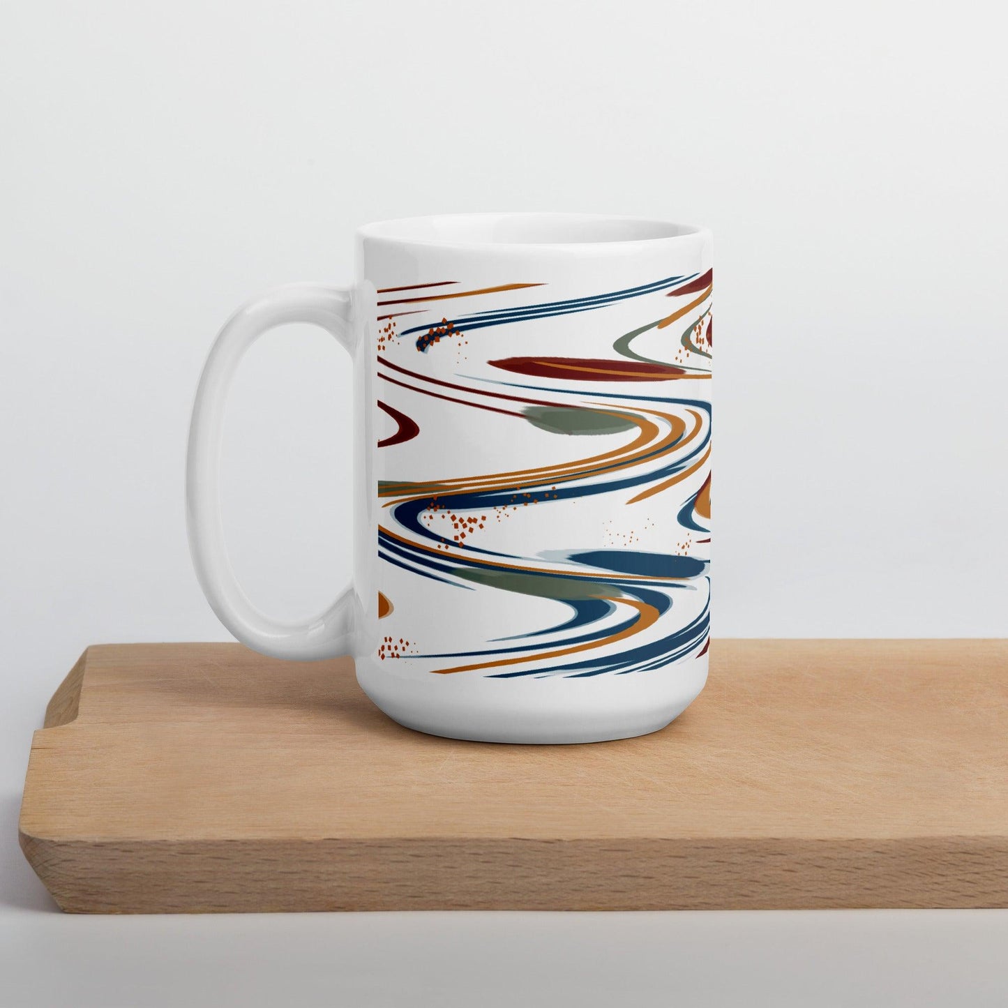 Spaced Out Mug in Blue, Maroon, Orange and Olive Green - Artfully Jonesy Designs