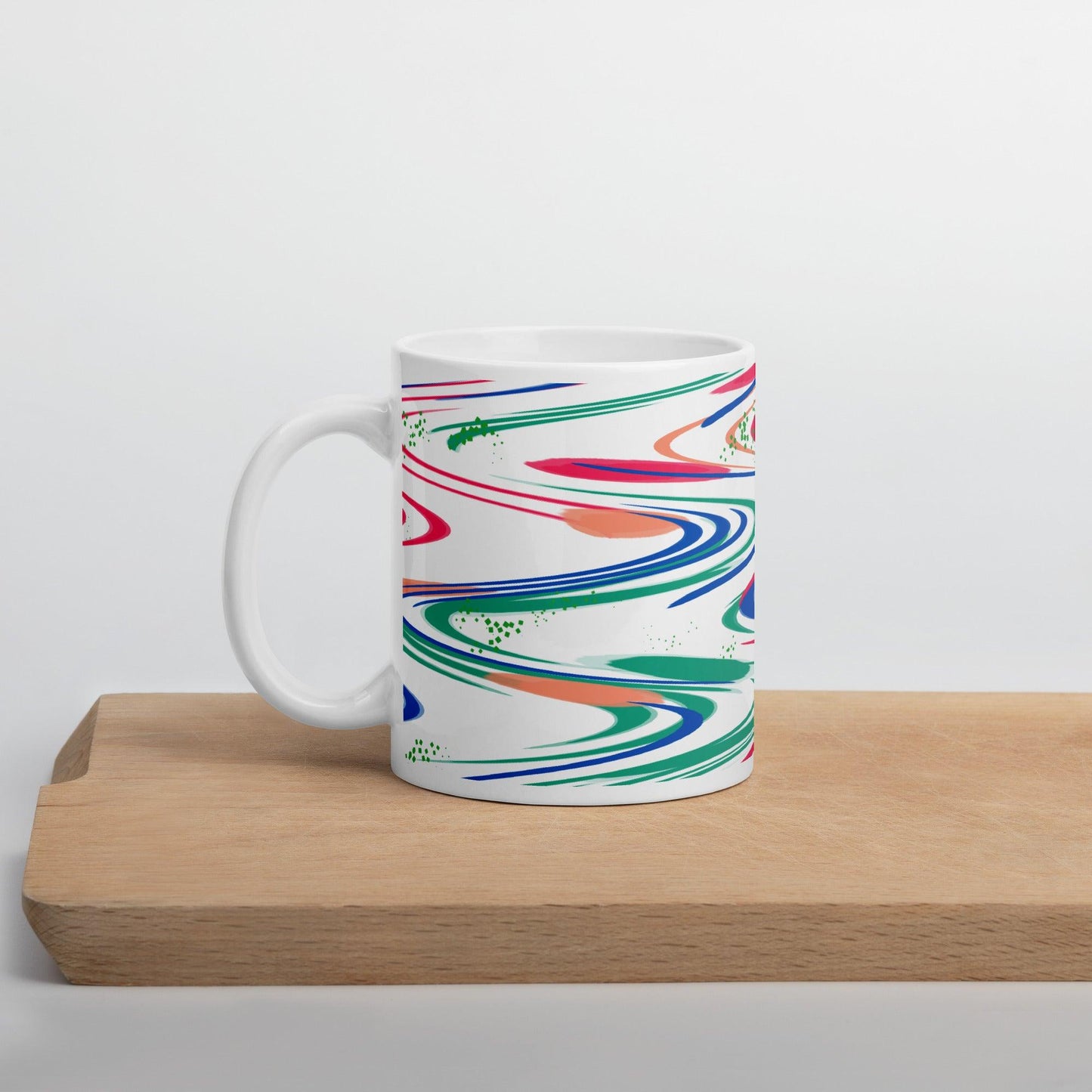 Spaced Out Mug in Hot Pink, Blue, and Green - Artfully Jonesy Designs