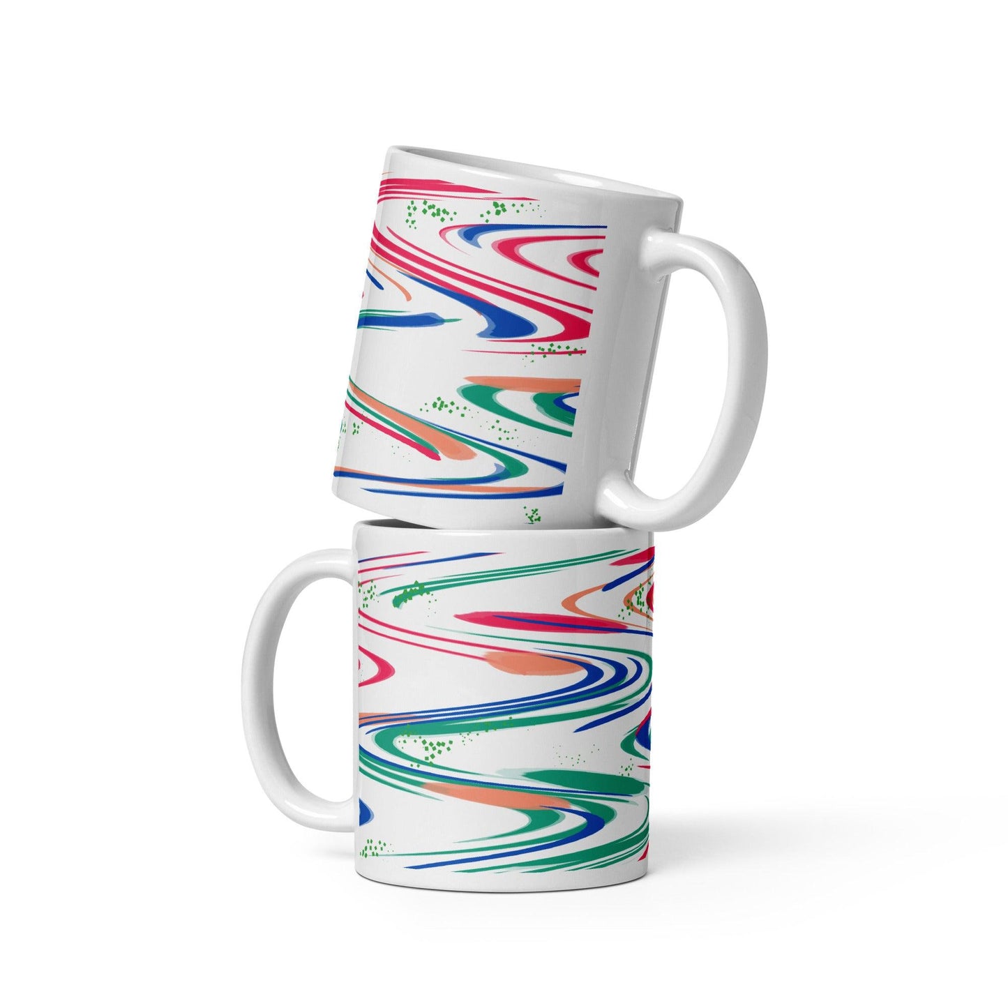 Spaced Out Mug in Hot Pink, Blue, and Green - Artfully Jonesy Designs