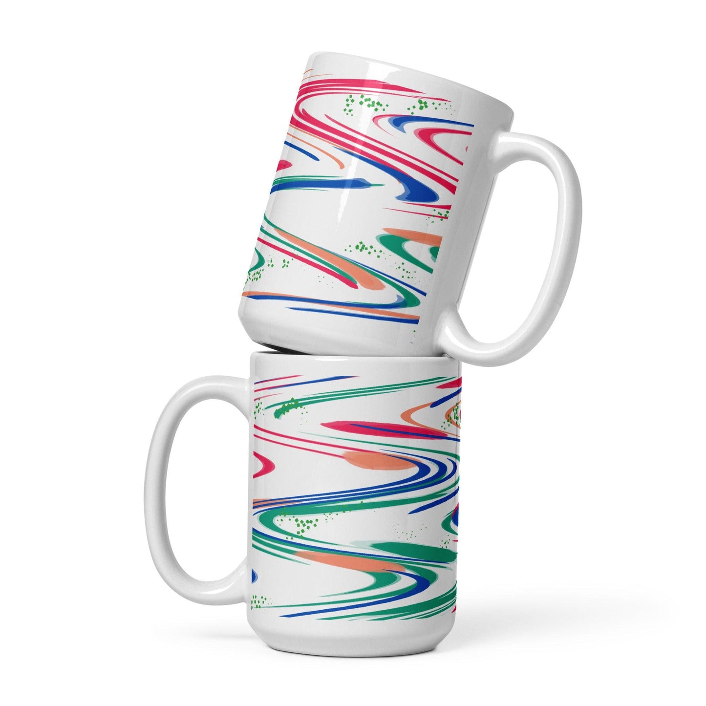 Spaced Out Mug in Hot Pink, Blue, and Green - Artfully Jonesy Designs