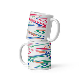 Spaced Out Mug in Hot Pink, Blue, and Green