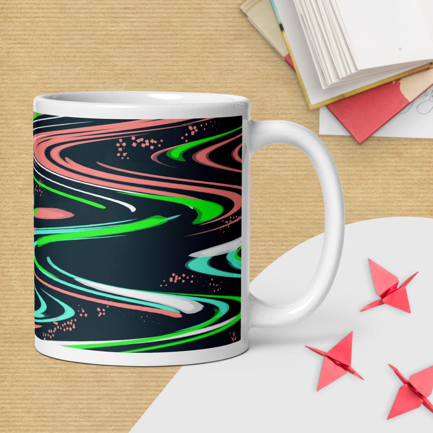 Spaced Out Mug with Galactic Green and Pink - Artfully Jonesy Designs