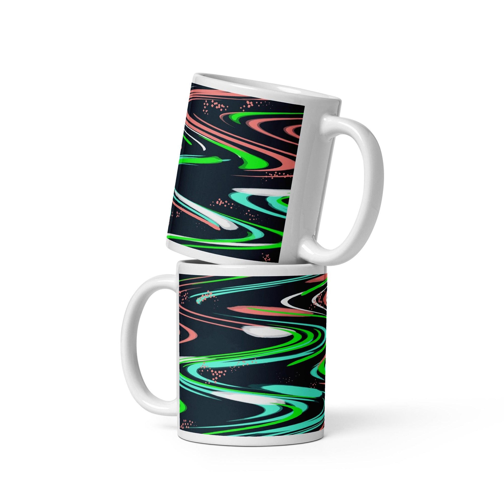 Spaced Out Mug with Galactic Green and Pink - Artfully Jonesy Designs