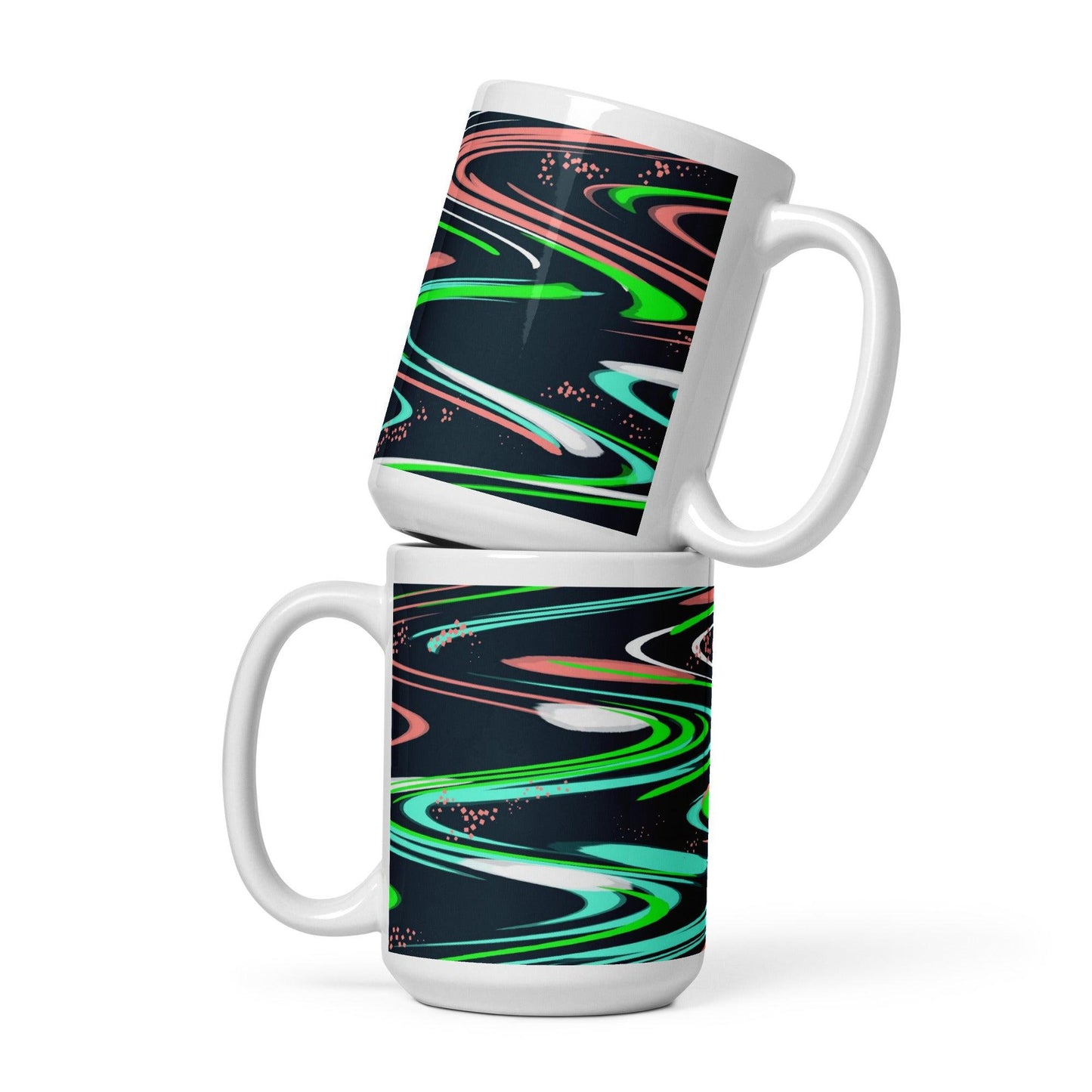 Spaced Out Mug with Galactic Green and Pink - Artfully Jonesy Designs